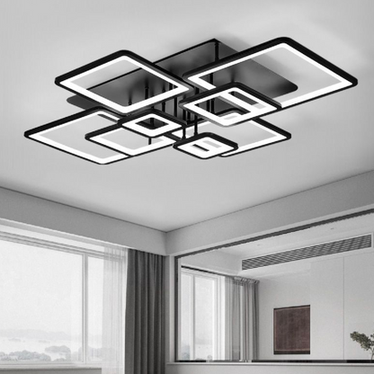 LED csillár távirányítóval ELLA 186W, 8 négyzet, hideg/meleg/semleges fény, szabályozható, fekete LED csillárok távirányítóval Alapértelmezett cím Alessandro Design