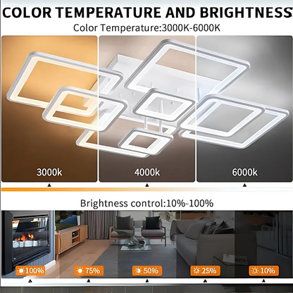 LED-es csillár távirányítóval ELLA 187W, 8 négyzet, hideg/meleg/semleges fény, szabályozható, fehér LED-es csillár távirányítóval Alapértelmezett cím Alessandro Design