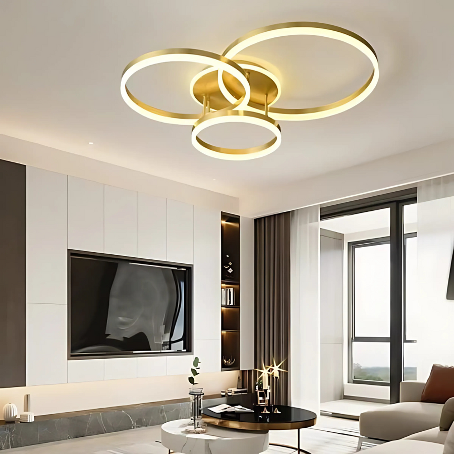 LED csillár távirányítóval RIGA LILITH 68W, 3 kör, hideg/meleg/semleges fény, szabályozható, fényes arany LED csillárok távirányítóval Alapértelmezett cím Alessandro Design