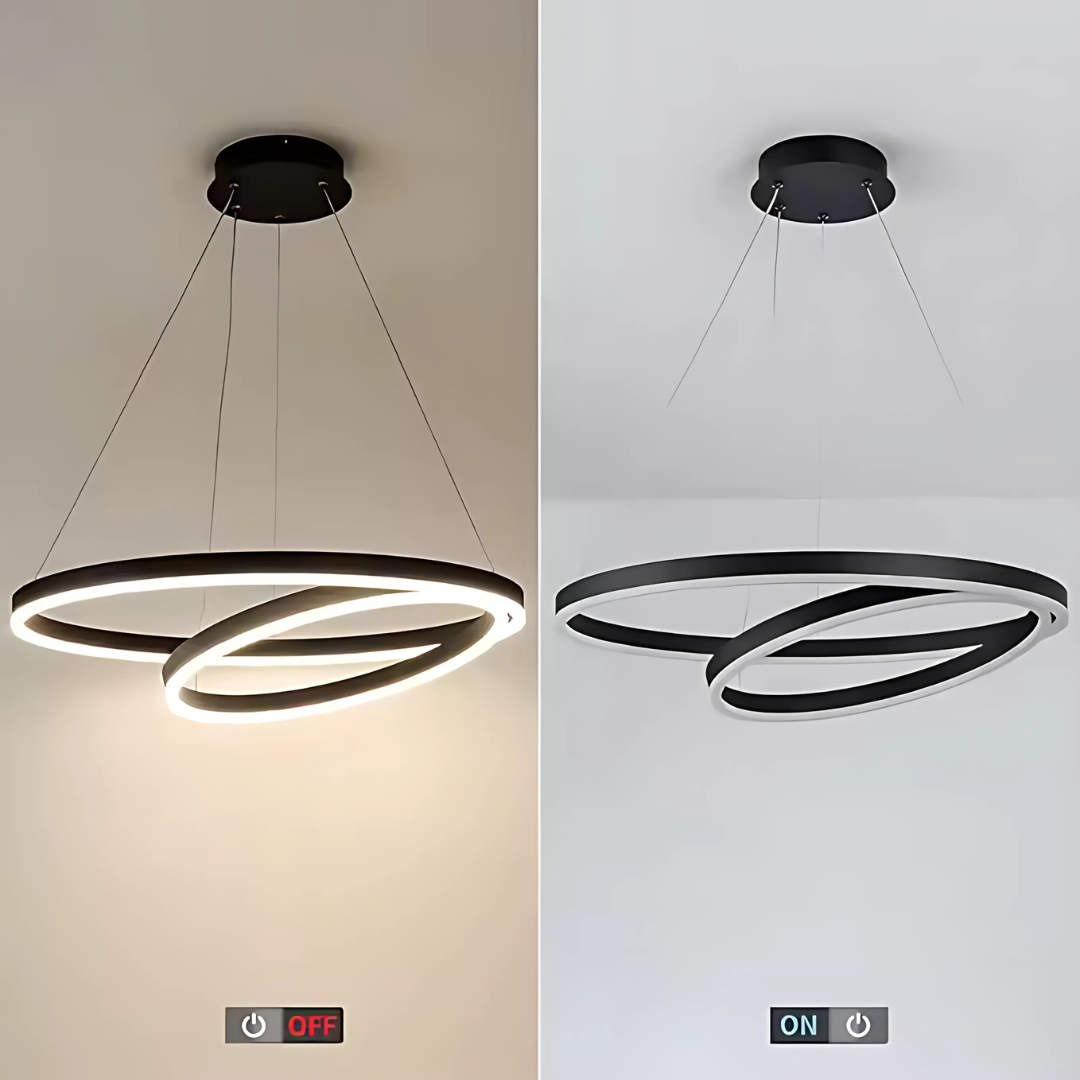 LED felfüggesztett csillár PAGANO 47W, 3000K, 2 kör, fekete, állítható magasságú Modern csillárok Alapértelmezett cím Alessandro Design