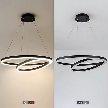 LED felfüggesztett csillár PAGANO 47W, 3000K, 2 kör, fekete, állítható magasságú Modern csillárok Alapértelmezett cím Alessandro Design