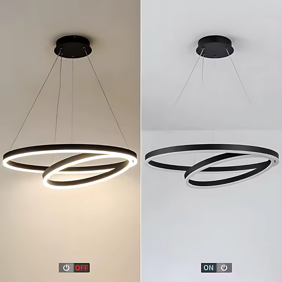 LED felfüggesztett csillár PAGANO 47W, 3000K, 2 kör, fekete, állítható magasságú Modern csillárok Alapértelmezett cím Alessandro Design