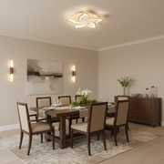 LED csillár távirányítóval LOTUS 54W, 5 szirom, hideg/meleg/semleges fény, szabályozható, fehér