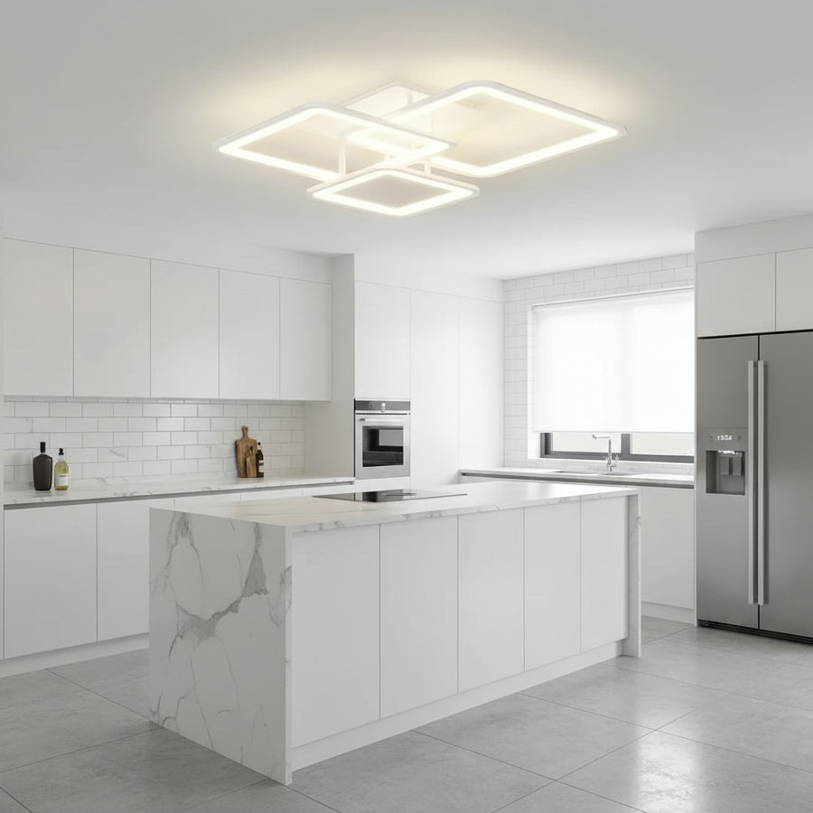 Lustra LED cu telecomanda ZOE, 60W, 3 Patrate, lumina Rece/Calda/Neutra, Dimabila, Alb Lustre LED cu Telecomanda Default Title Alessandro Design