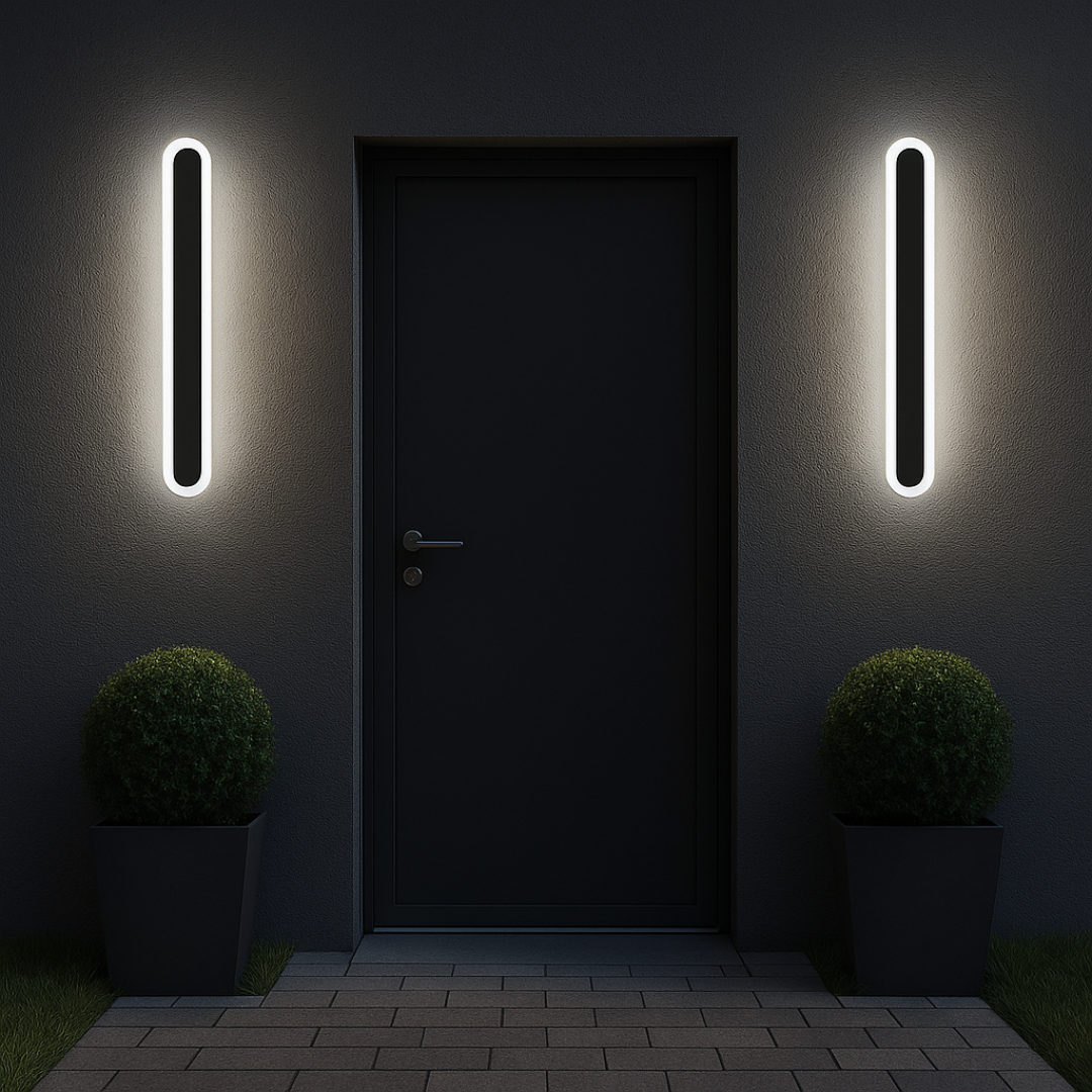 SUHA kültéri LED fali lámpa, hossz 30 cm, 4 W, IP65, fém, lineáris, fekete kültéri fali lámpák alapértelmezett cím Alessandro Design