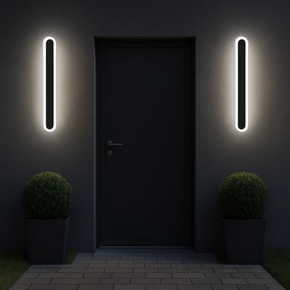 SUHA kültéri LED fali lámpa, hossz 30 cm, 4 W, IP65, fém, lineáris, fekete kültéri fali lámpák alapértelmezett cím Alessandro Design