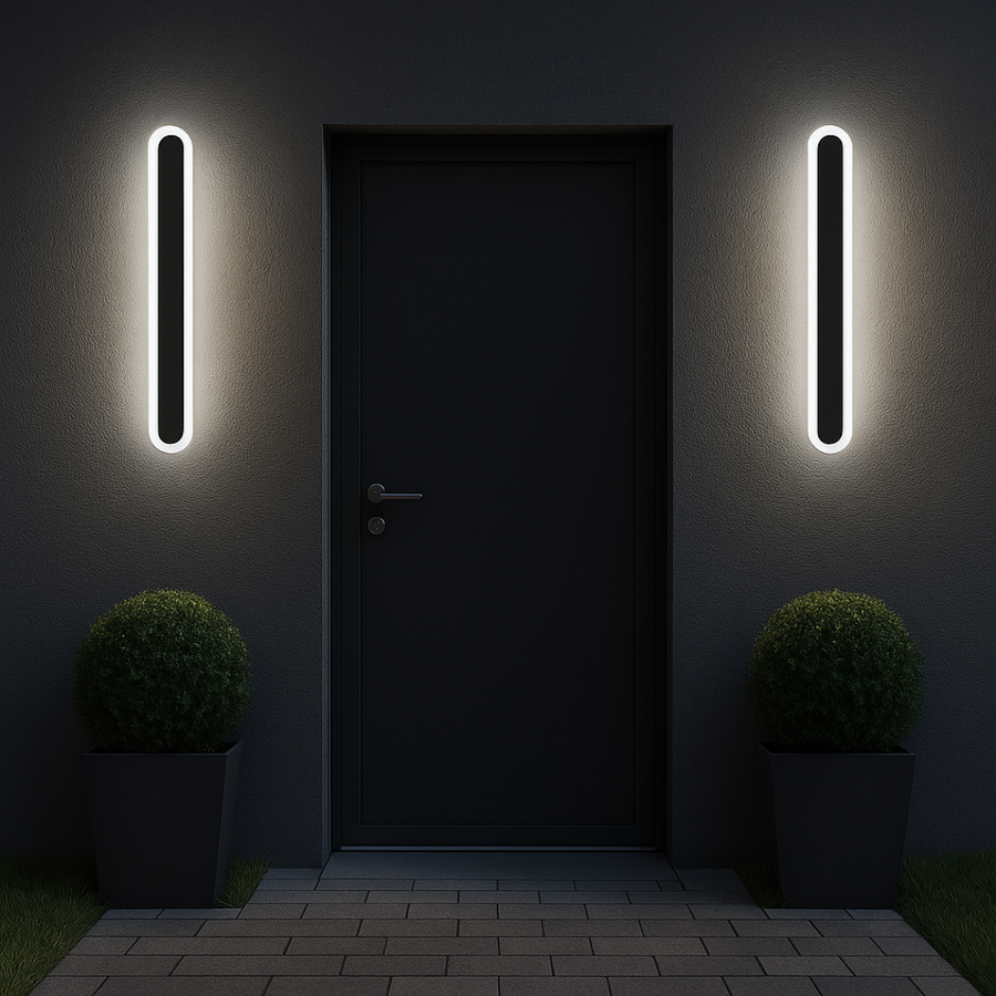 SUHA kültéri LED fali lámpa, hossz 30 cm, 4 W, IP65, fém, lineáris, fekete kültéri fali lámpák alapértelmezett cím Alessandro Design