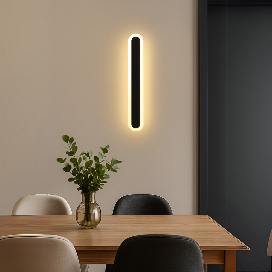 SUHA kültéri LED fali lámpa, hossz 70 cm, 10 W, IP65, fém, lineáris, fekete kültéri fali lámpák alapértelmezett cím Alessandro Design