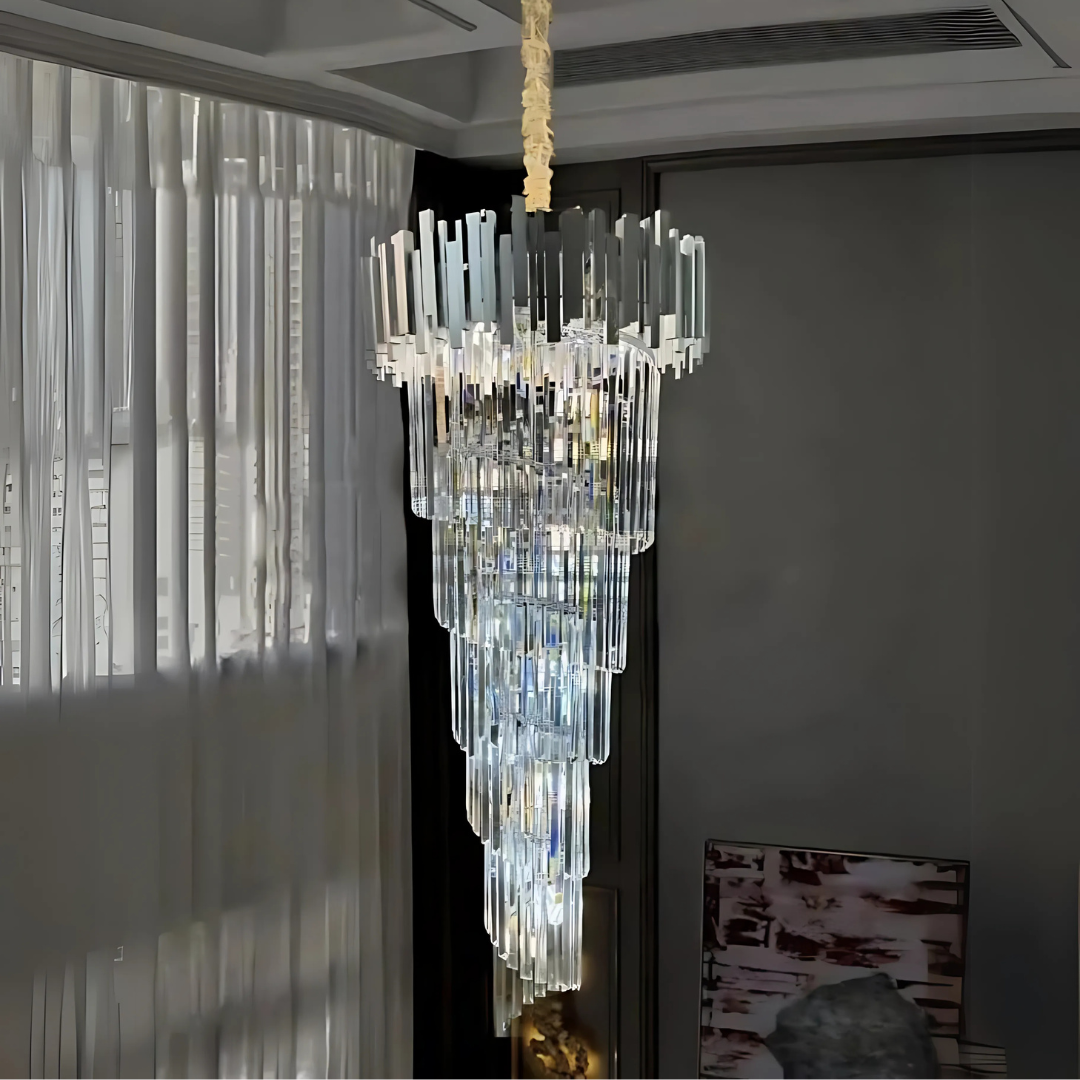 Kristály kandeláber BLOIS Ascendere E14, átmérő 60 cm, ezüst, állítható magasságú kristály kandeláber, alapértelmezett cím Alessandro Design