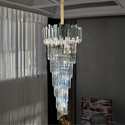 Kristály kandeláber BLOIS Ascendere E14, átmérő 60 cm, ezüst, állítható magasságú kristály kandeláber, alapértelmezett cím Alessandro Design