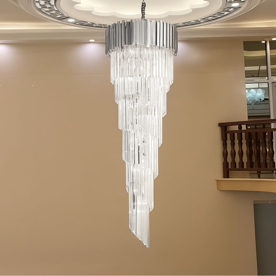 Kristály kandeláber BLOIS Ascendere E14, átmérő 60 cm, ezüst, állítható magasságú kristály kandeláber, alapértelmezett cím Alessandro Design