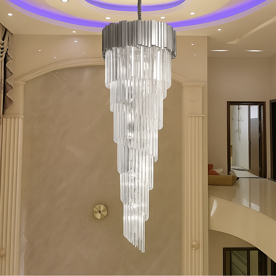 Kristály kandeláber BLOIS Ascendere E14, átmérő 60 cm, ezüst, állítható magasságú kristály kandeláber, alapértelmezett cím Alessandro Design
