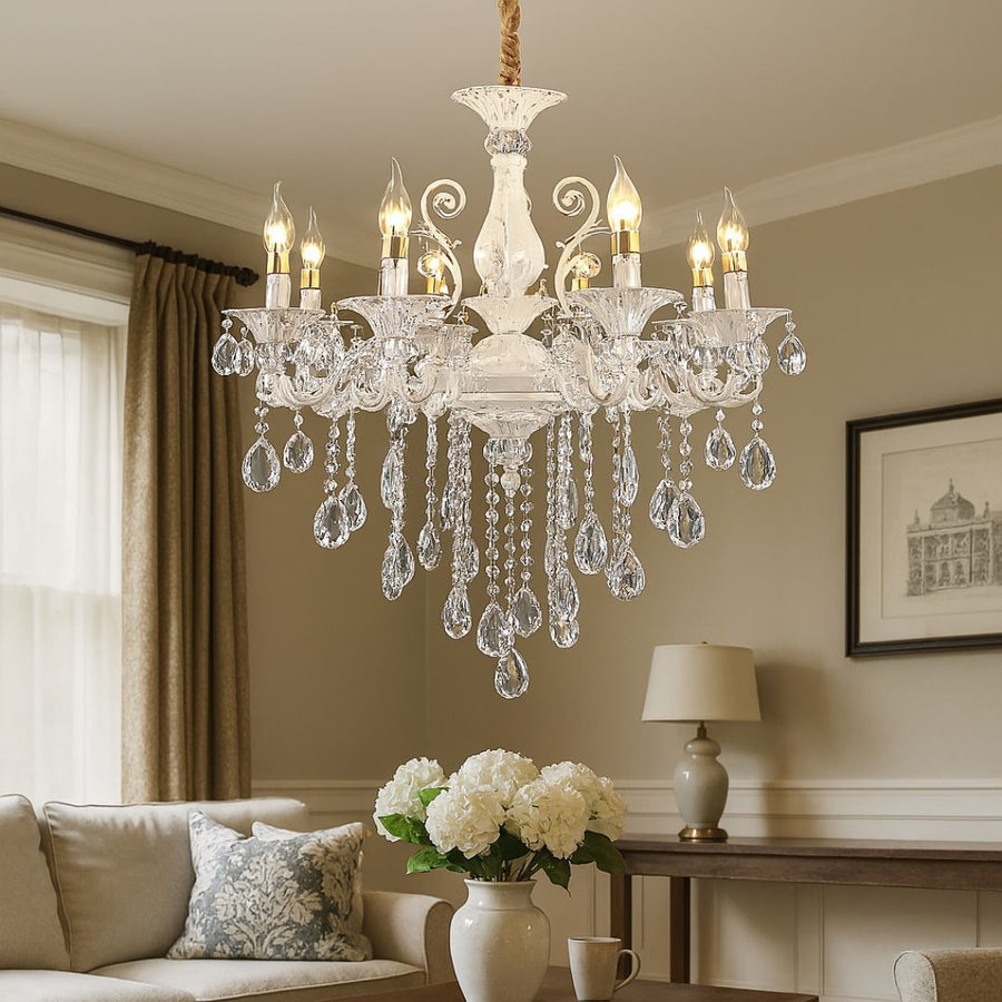 SANSSOUCI Magno kristálycsillár, 8xE14, átmérő 68 cm, fehér klasszikus csillárok alapértelmezett cím Alessandro Design
