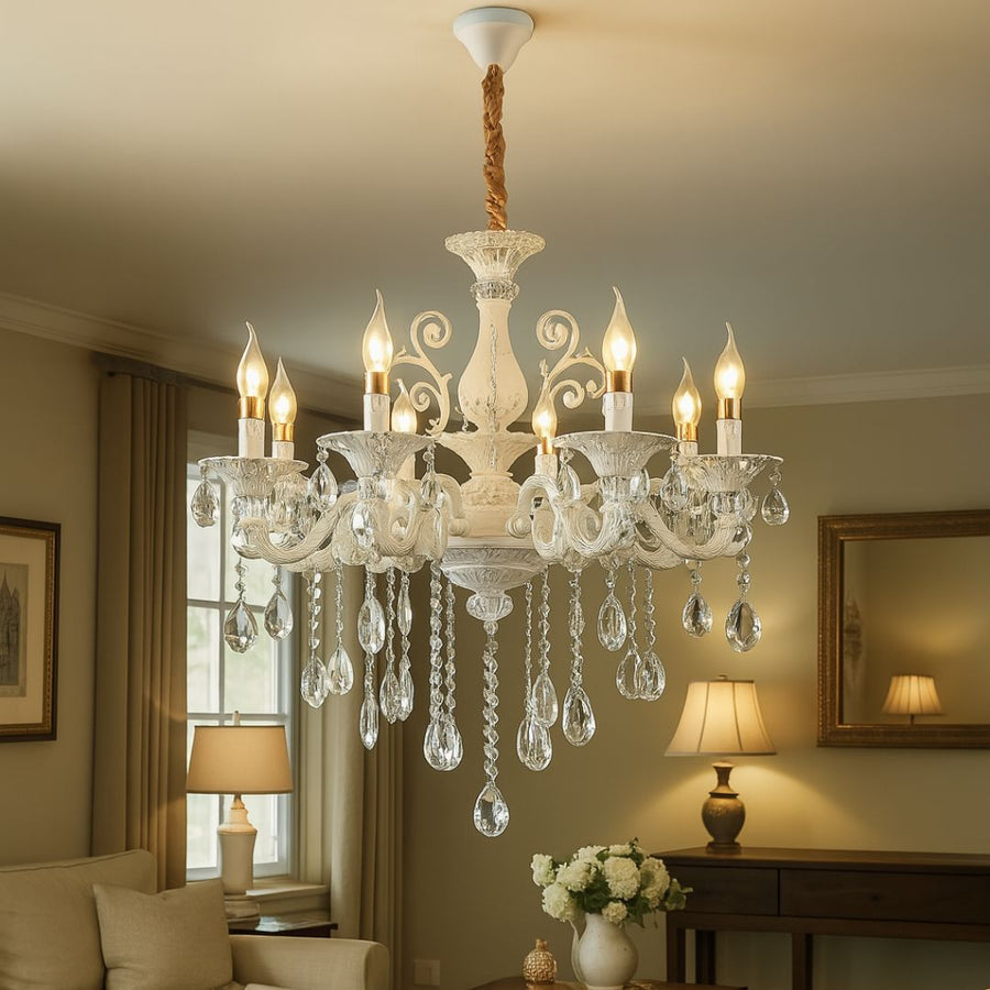 SANSSOUCI Magno kristálycsillár, 8xE14, átmérő 68 cm, fehér klasszikus csillárok alapértelmezett cím Alessandro Design