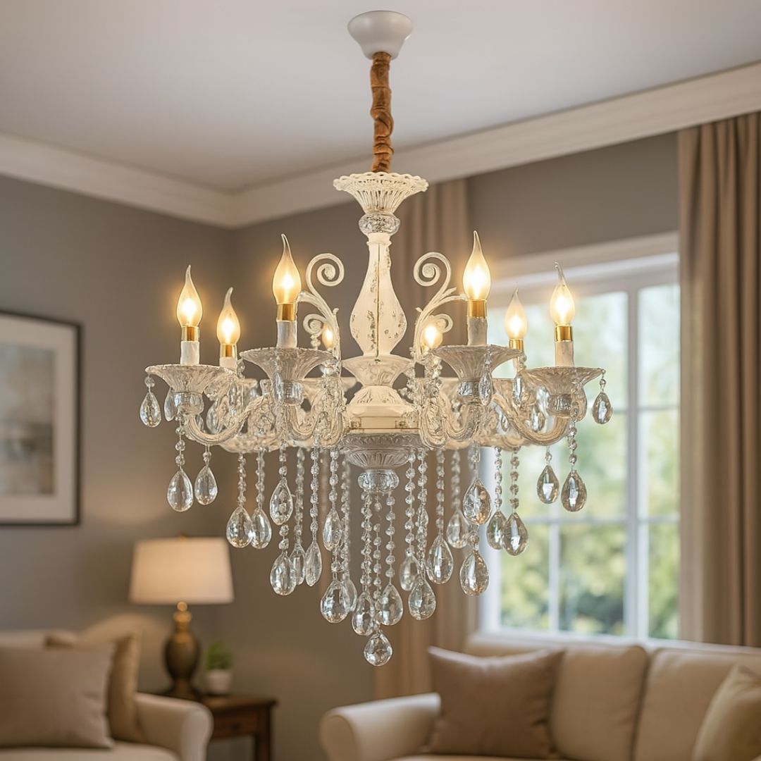 SANSSOUCI Magno kristálycsillár, 8xE14, átmérő 68 cm, fehér klasszikus csillárok alapértelmezett cím Alessandro Design