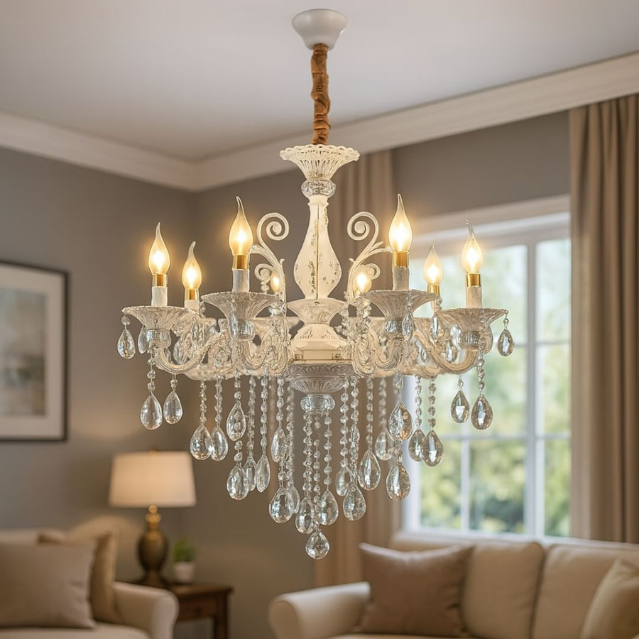 SANSSOUCI Magno kristálycsillár, 8xE14, átmérő 68 cm, fehér klasszikus csillárok alapértelmezett cím Alessandro Design