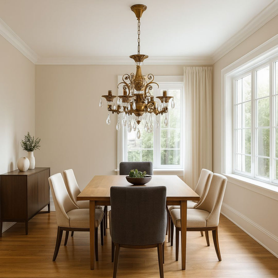 SANSSOUCI Magno kristálycsillár, 6xE14, átmérő 62 cm, antik sárgaréz klasszikus csillárok alapértelmezett cím Alessandro Design