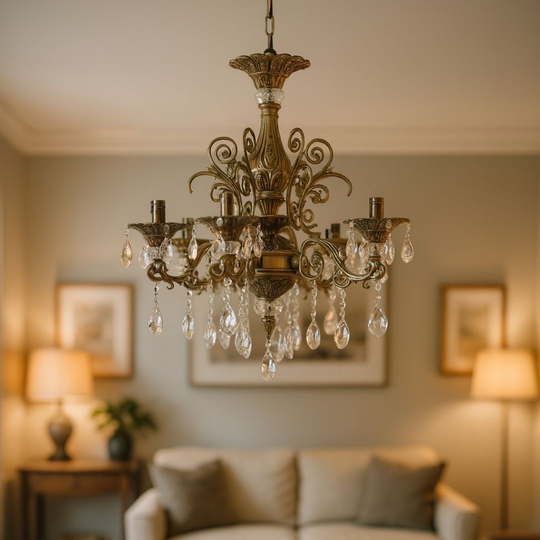 SANSSOUCI Magno kristálycsillár, 6xE14, átmérő 62 cm, antik sárgaréz klasszikus csillárok alapértelmezett cím Alessandro Design