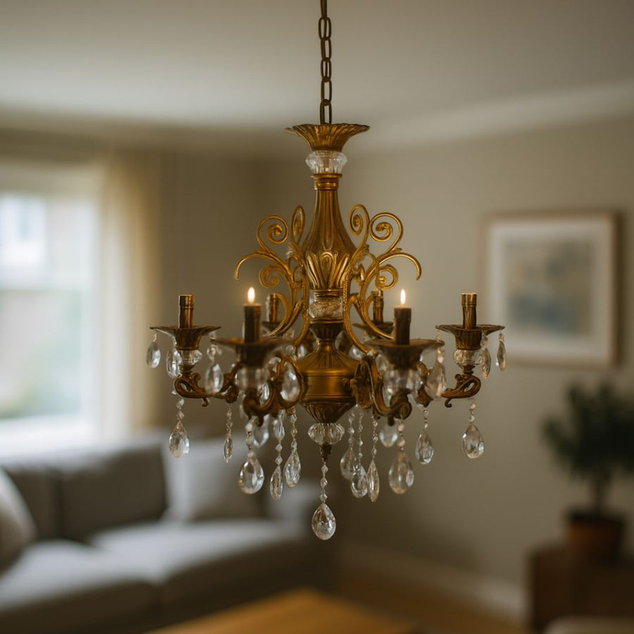 SANSSOUCI Magno kristálycsillár, 6xE14, átmérő 62 cm, antik sárgaréz klasszikus csillárok alapértelmezett cím Alessandro Design