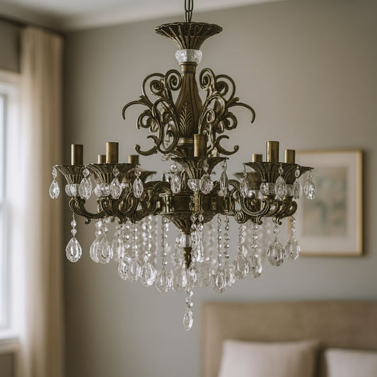 SANSSOUCI Magno kristálycsillár, 8xE14, átmérő 65 cm, antik sárgaréz klasszikus csillárok, alapértelmezett cím Alessandro Design