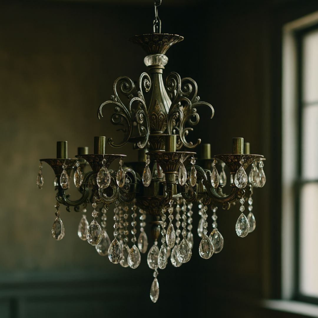SANSSOUCI Magno kristálycsillár, 8xE14, átmérő 65 cm, antik sárgaréz klasszikus csillárok, alapértelmezett cím Alessandro Design