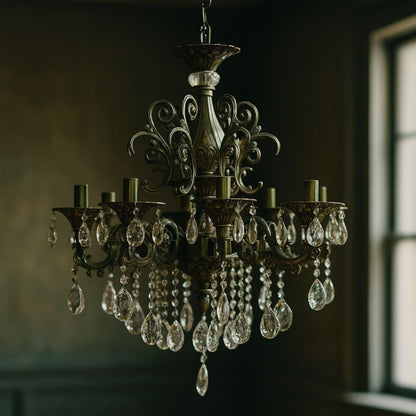 SANSSOUCI Magno kristálycsillár, 8xE14, átmérő 65 cm, antik sárgaréz klasszikus csillárok, alapértelmezett cím Alessandro Design