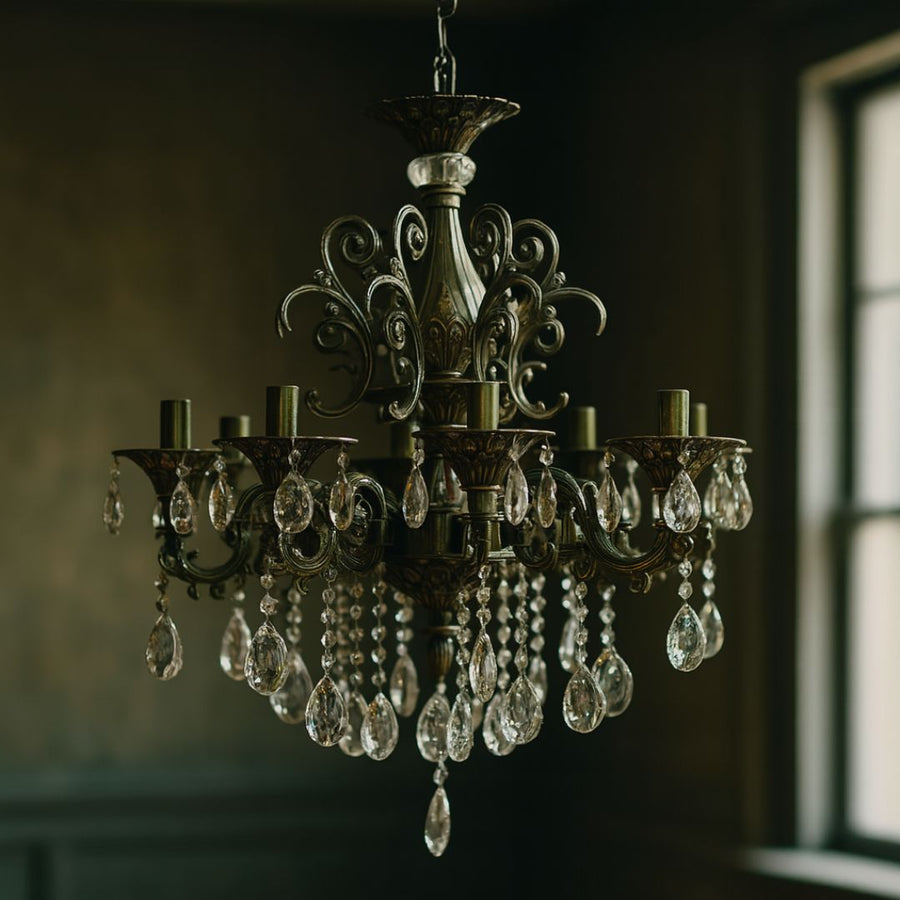SANSSOUCI Magno kristálycsillár, 8xE14, átmérő 65 cm, antik sárgaréz klasszikus csillárok, alapértelmezett cím Alessandro Design
