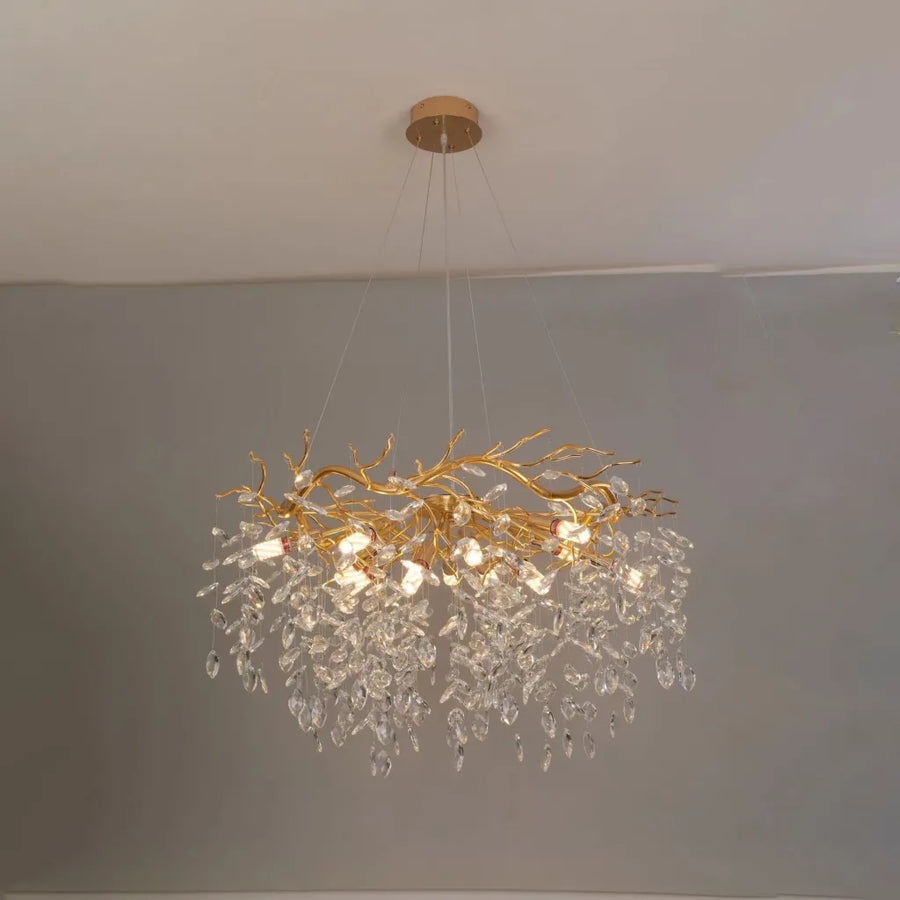 WALTZ Rhapsody kristálycsillár, 6x G9, arany, 45 cm, állítható magasságú, fém és kristály kristálycsillárok, alapértelmezett cím Alessandro Design
