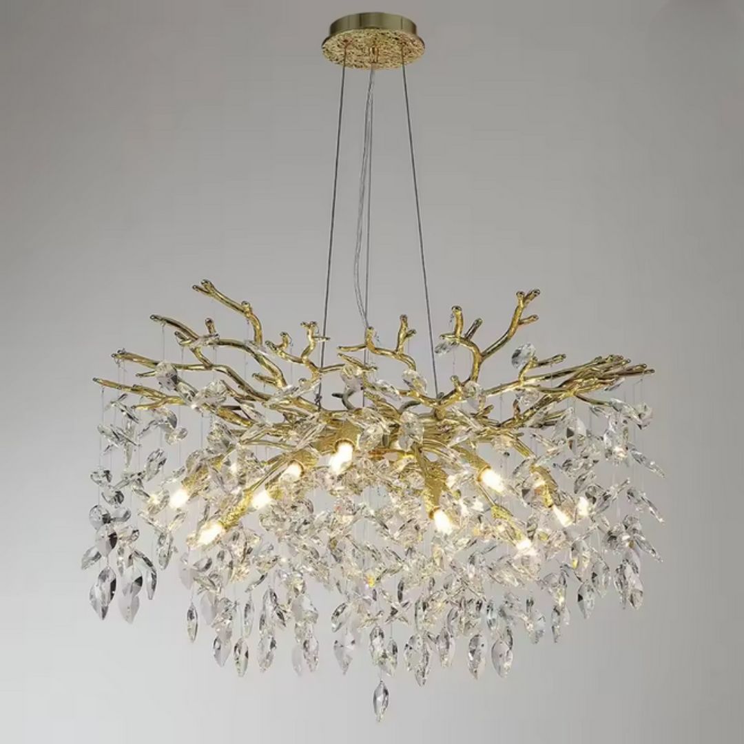 WALTZ Rhapsody kristálycsillár, 6x G9, arany, 45 cm, állítható magasságú, fém és kristály kristálycsillárok, alapértelmezett cím Alessandro Design