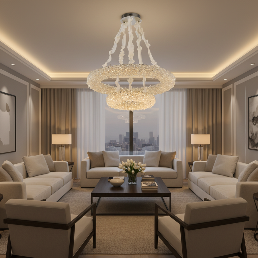 Candelabru Cristal cu Telecomanda, PRAGA Imperio, 78W, Diametru 71cm, Lumina Rece/Calda/Neutra, Auriu, Inaltime Reglabila Lustre LED cu Telecomanda Default Title Alessandro Design