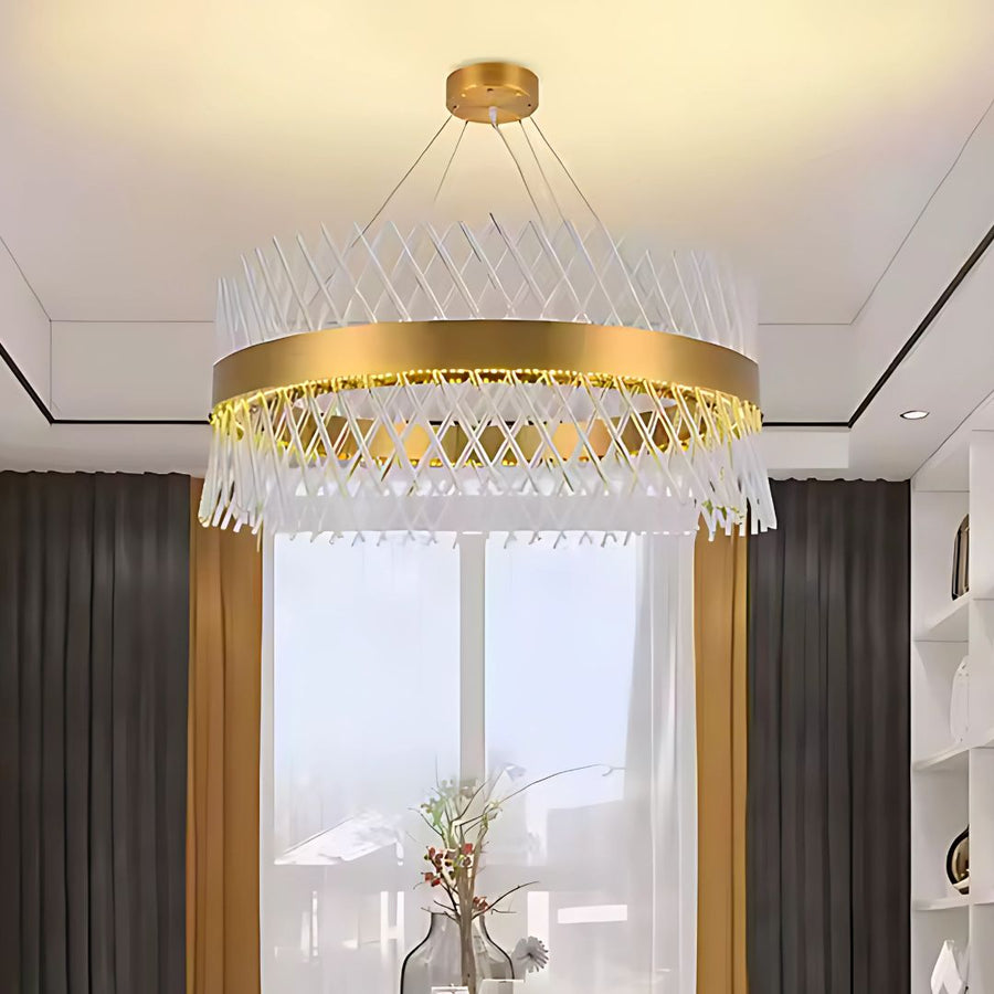 Candelabru Cristal ALHAMBRA Nobile, LED, 52W, Diametru 40cm, Lumina Calda/Rece/Neutra, Dimabil, Inaltime Reglabila, Auriu Lustre LED cu Telecomanda Default Title Alessandro Design