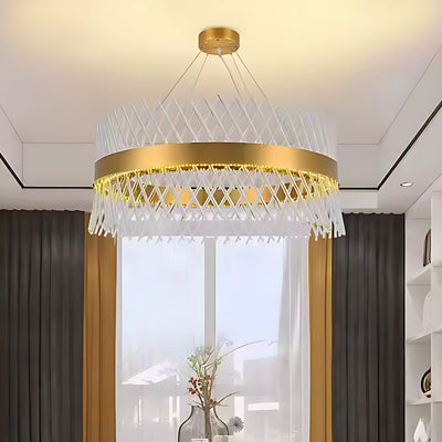 ALHAMBRA Eleganza kristálycsillár, LED, 71 W, átmérő 50 cm, meleg/hideg/semleges fény, szabályozható, állítható magasságú, arany