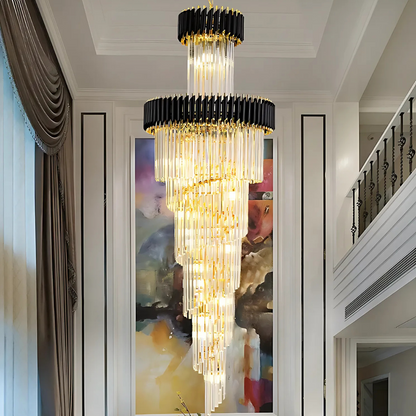 Candelabru Cristal CC900/600X1800, 27xE14, Diametru 60cm, Inaltime 180cm, Auriu Lucios si Negru, Inaltime Reglabila, Design Elegant Candelabre Cristal Default Title Alessandro Design