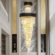 Candelabru Cristal CC900/700X2200, 34xE14, Diametru 70cm, Inaltime 220cm, Auriu Lucios si Negru, Inaltime Reglabila, Design Elegant Candelabre Cristal Default Title Alessandro Design