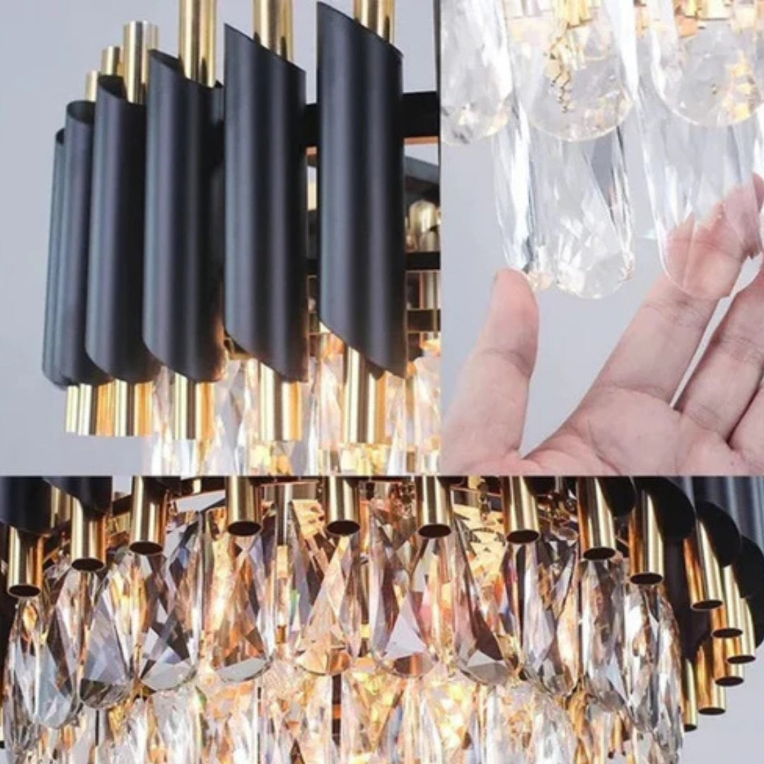 Kristály csillár VERSAILLES Supremo 12xE14, átmérő 80 cm, fényes arany és fekete, állítható magasságú kristálycsillárok alapértelmezett cím Alessandro Design