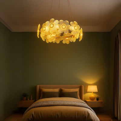 LED kristálycsillár, Cadenza Allegro 40W, átmérő 48cm, állítható magasság, arany, meleg/hideg/semleges fény 3000K/4000K/6000K, fém és kristály