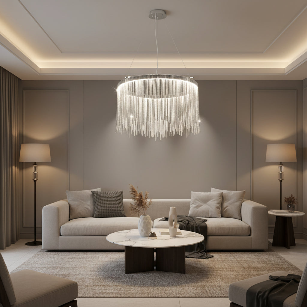 Függesztett LED-csillár távirányítóval ILLUMINA MAGNUS, 38W, hideg/meleg/semleges fény, szabályozható, ezüst Modern kandeláber Alapértelmezett cím Alessandro Design