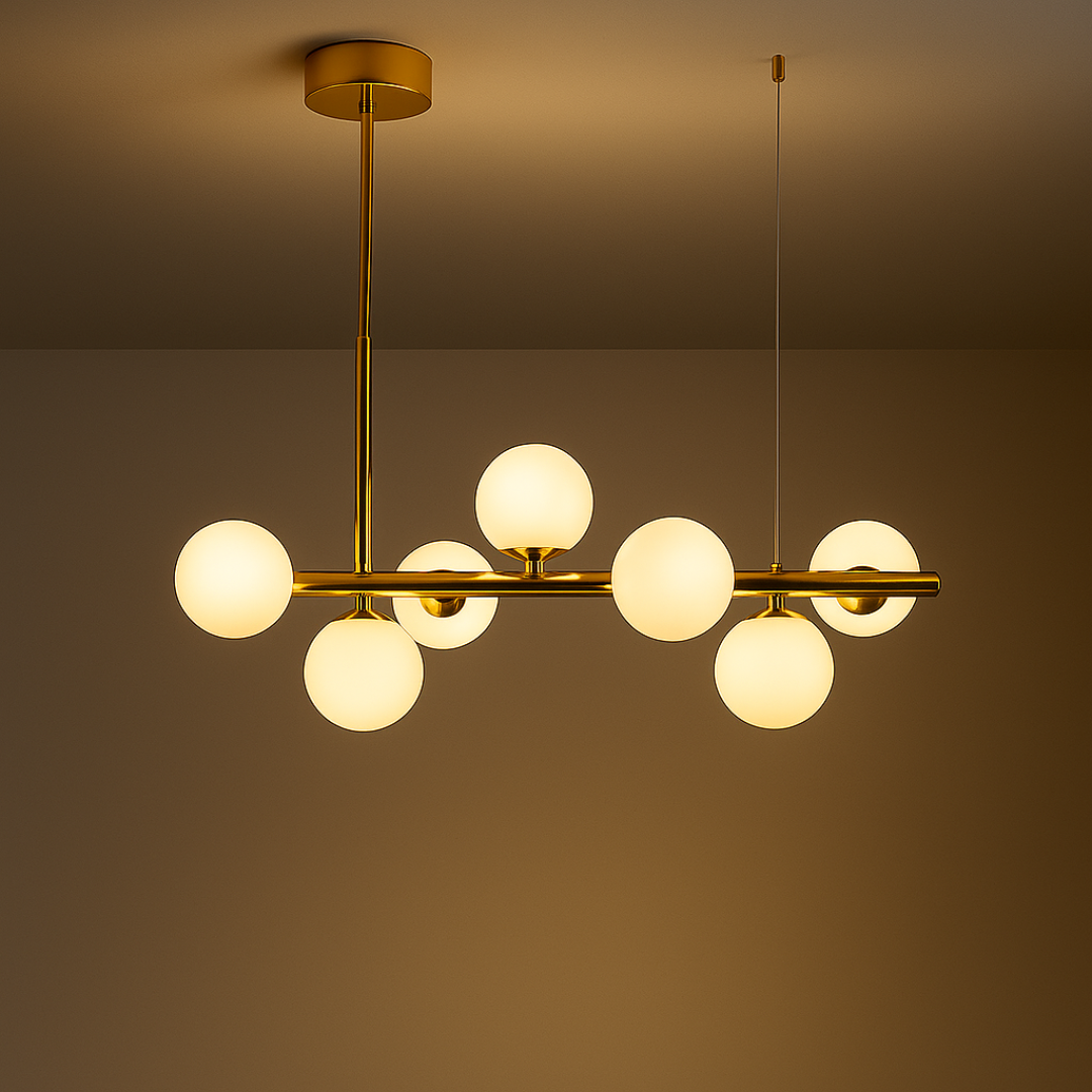 Modern csillár LOFT pavilon, 7x G9, arany, fém, állítható magasságú modern csillárok alapértelmezett cím Alessandro Design