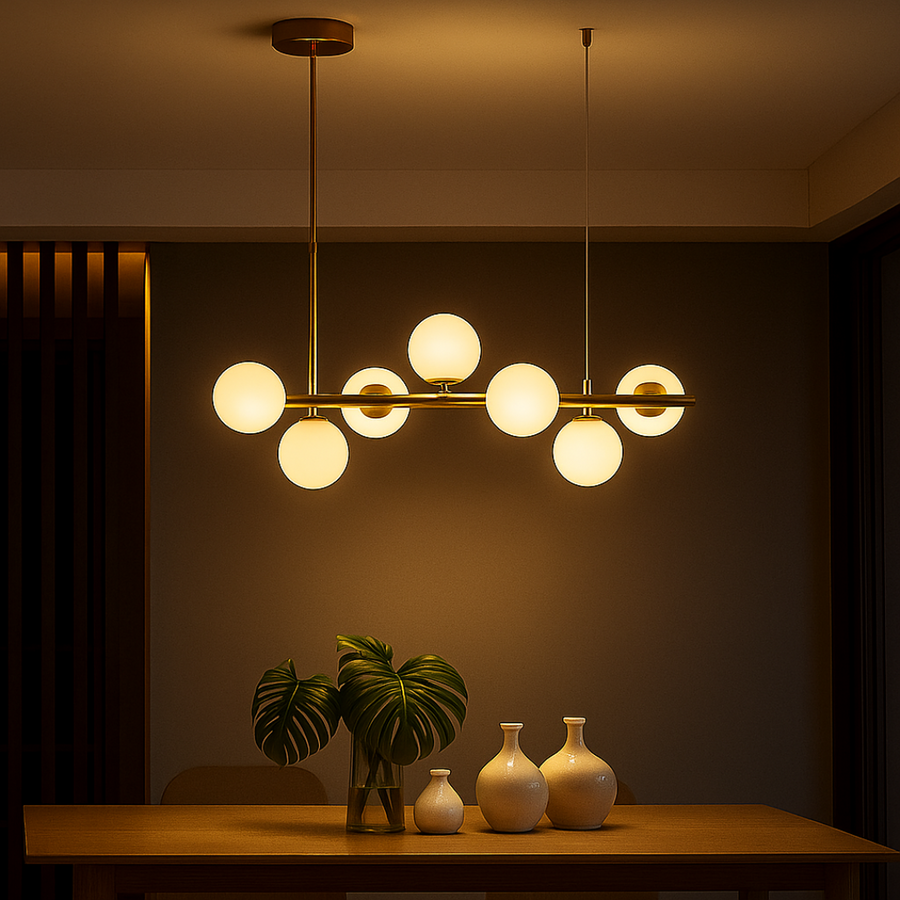 Modern csillár LOFT pavilon, 7x G9, arany, fém, állítható magasságú modern csillárok alapértelmezett cím Alessandro Design