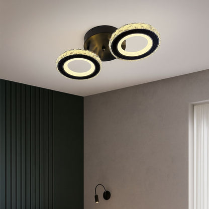 LED csillár távirányítóval és kristály NOVA ROTONDA 32W, 2 kör, hideg/meleg/semleges fény, szabályozható, fekete kristály LED csillárok Alapértelmezett cím Alessandro Design