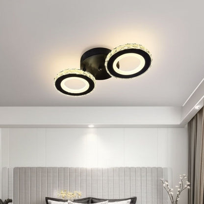 LED csillár távirányítóval és kristály NOVA ROTONDA 32W, 2 kör, hideg/meleg/semleges fény, szabályozható, fekete kristály LED csillárok Alapértelmezett cím Alessandro Design