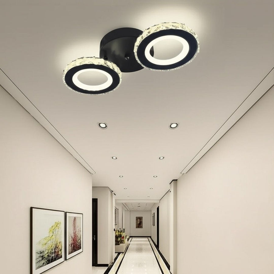 LED csillár távirányítóval és kristály NOVA ROTONDA 32W, 2 kör, hideg/meleg/semleges fény, szabályozható, fekete kristály LED csillárok Alapértelmezett cím Alessandro Design