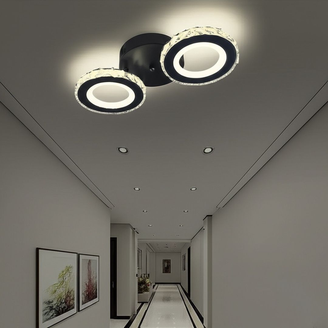LED csillár távirányítóval és kristály NOVA ROTONDA 32W, 2 kör, hideg/meleg/semleges fény, szabályozható, fekete kristály LED csillárok Alapértelmezett cím Alessandro Design