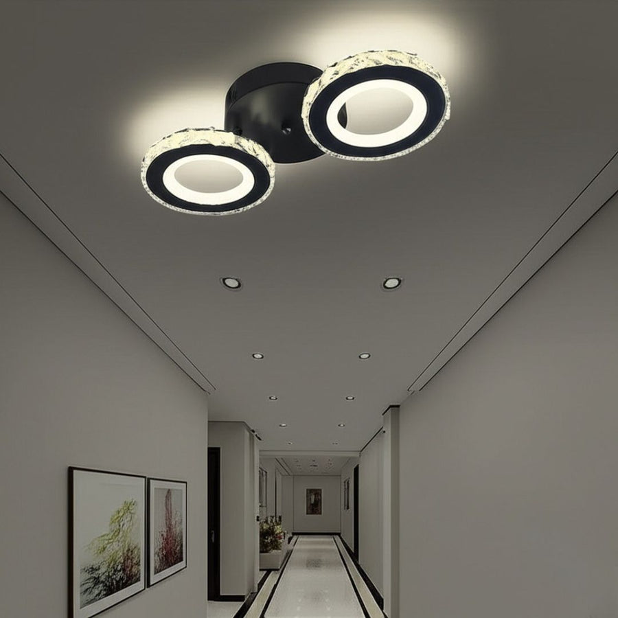 LED csillár távirányítóval és kristály NOVA ROTONDA 32W, 2 kör, hideg/meleg/semleges fény, szabályozható, fekete kristály LED csillárok Alapértelmezett cím Alessandro Design
