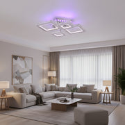 LED csillár távirányítóval és kristály NOVA RHOMBA RGB 95W, 4 négyzet, hideg/meleg/semleges fény, szabályozható, fényes króm LED csillárok és kristályok Alapértelmezett cím Alessandro Design