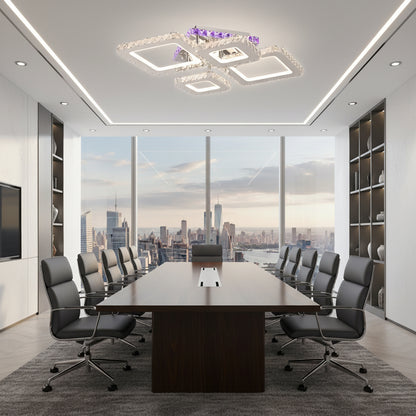 LED csillár távirányítóval és kristály NOVA RHOMBA RGB 95W, 4 négyzet, hideg/meleg/semleges fény, szabályozható, fényes króm LED csillárok és kristályok Alapértelmezett cím Alessandro Design