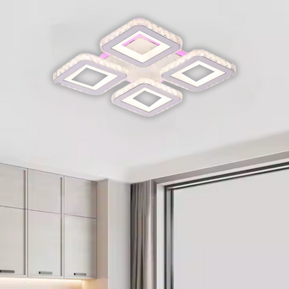 LED csillár távirányítóval és kristály LEILA RGB 69W, 4 négyzet, hideg/meleg/semleges fény, szabályozható, fehér LED-es csillár távirányítóval Alapértelmezett cím Alessandro Design