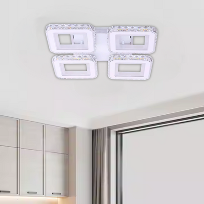 LED csillár távirányítóval és kristály LEILA RGB 69W, 4 négyzet, hideg/meleg/semleges fény, szabályozható, fehér LED-es csillár távirányítóval Alapértelmezett cím Alessandro Design