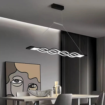 Függesztett LED-csillár távirányítóval WAVE 89W, Lineáris, Hideg/Meleg/Semleges fény, Fényszabályozható, Fekete, Állítható magasságú LED-csillárok távirányítóval Alapértelmezett cím Alessandro Design