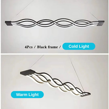 Függesztett LED-csillár távirányítóval WAVE 89W, Lineáris, Hideg/Meleg/Semleges fény, Fényszabályozható, Fekete, Állítható magasságú LED-csillárok távirányítóval Alapértelmezett cím Alessandro Design